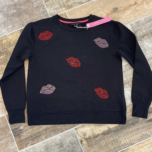 NWT Jane and Delancey Womens Black w Red Rhinestone Lips Sweater Size Small S - Picture 1 of 8